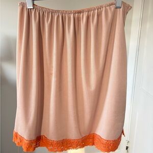 Vassarette Peach Mini Skirt with Orange Lace